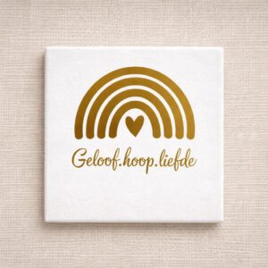 Tegel wit 13x13 ´Geloof, hoop, liefde`
