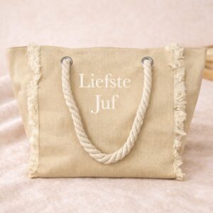 Standtas BeachVibe met tekst beige