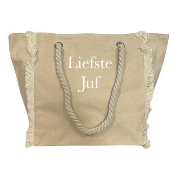 Standtas BeachVibe met tekst beige