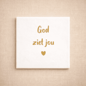 Tegel wit 13x13 ´God ziet jou'