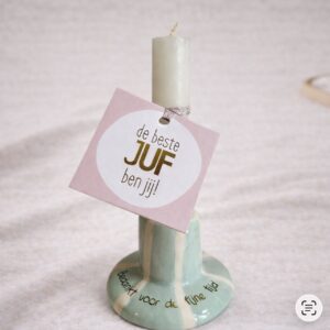 Kaarsje juf, bedankt voor de fijne tijd lichtblauw