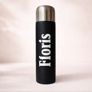 Thermosfles met naam - zwart