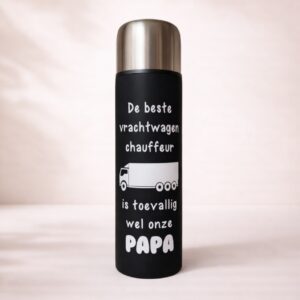 Thermosfles vrachtwagen - zwart