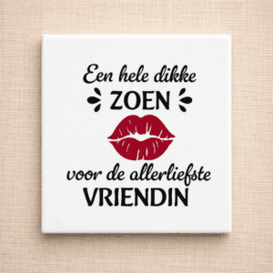 Tegel wit 13x13 "Vriendin zoen"