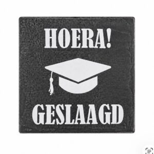 Tegel grijs 10x10 Hoera geslaagd