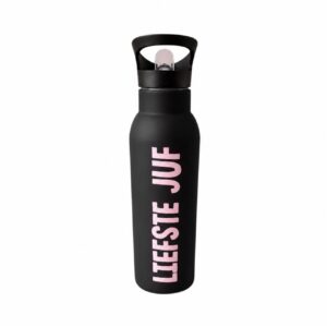 Waterfles liefste juf zwart